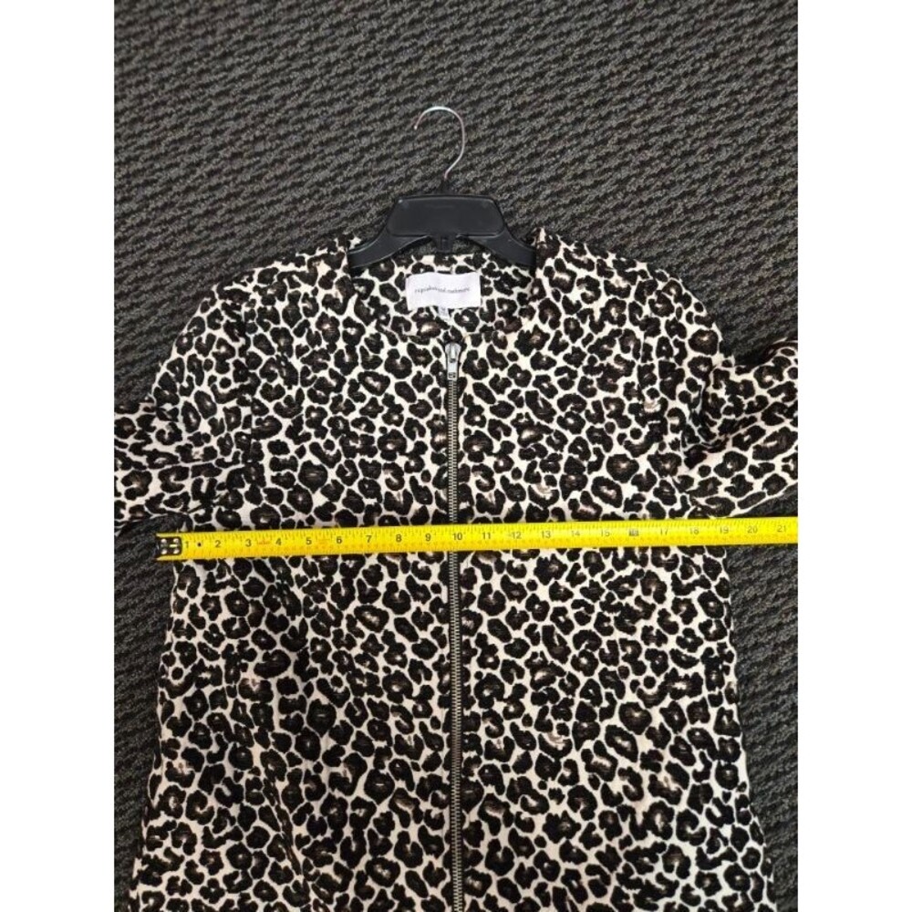 Cupcakes & Cashmere Womens Jacquard Leopard Print Long Jacket Blazer M Lined - Picture 7 of 8